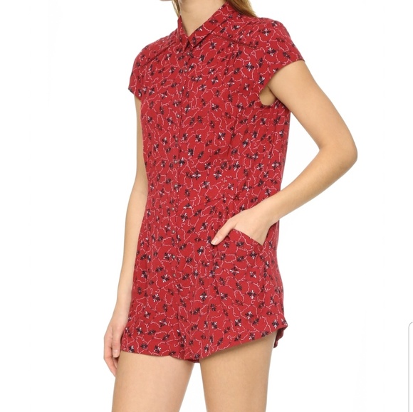 ⚘️Free People Red Floral Dot Romper XS - Picture 3 of 6